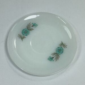 Vtg Fire King Bonnie Blue Carnation Saucer Milk Glass Turquoise Floral Replace